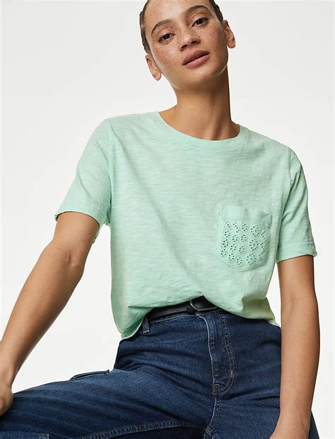 Buy Embroidered Pure Cotton T-Shirt at Marks & Spencer