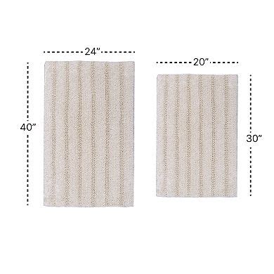 Stylish And Comfortable Traditional Linear Design 2 PC Cotton Bath Rug ...