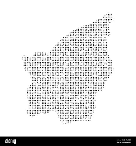 Abstract dotted black and white halftone effect vector map of San ...