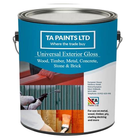 Buy T A Paints Ltd Exterior Gloss Paint for Metal Wood Decking Timber ...