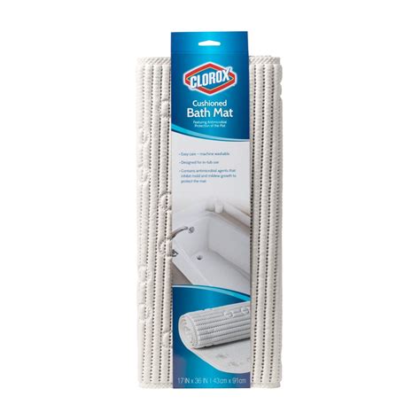 Duck Brand 285342 Clorox Cushioned Bath Mat, 17 x 36 Inches, White ...