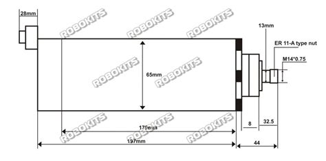 CNC Spindle 800W ER11 Air Cooled 220V 24000RPM Quad Bearing 65mm CNC ...