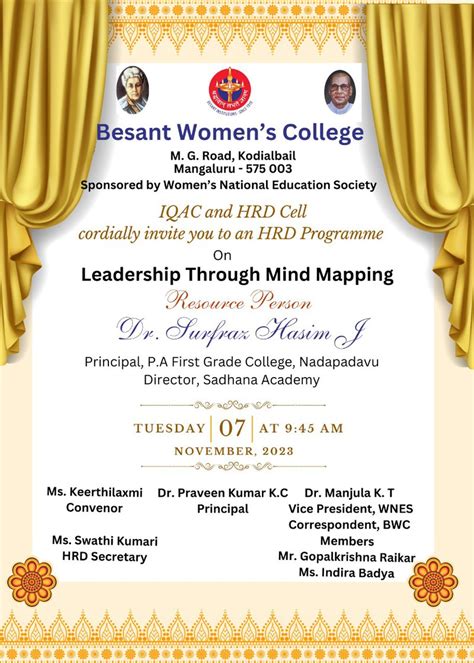 Workshop - Leadership through Mind Mapping: HRD Cell - Besant Women's ...