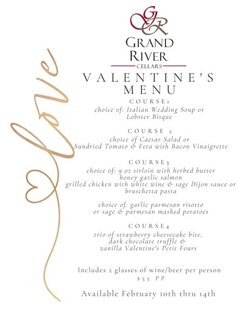 Valentine's Day Dinner - Grand River Cellars Winery & Restaurant