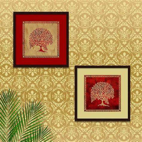 Wallmantra Madhubani Painting with Frame Set of 2 / Synthetic Wood Wall ...
