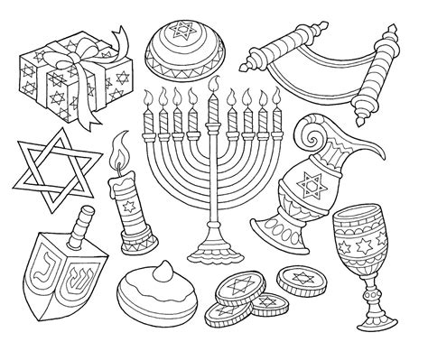 59 hanukkah menorah coloring page