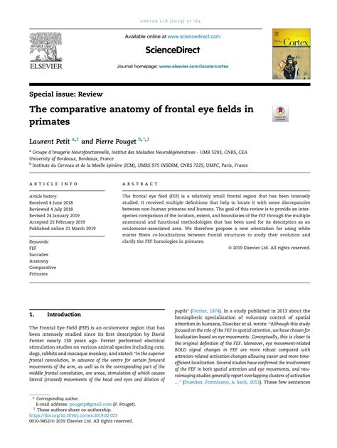 SOLUTION: The comparative anatomy of frontal eye fields in primates ...