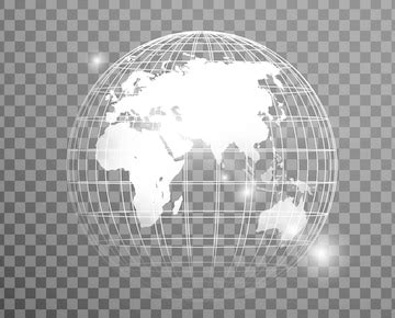 White wireframe earth planet global transparent background | Premium PSD