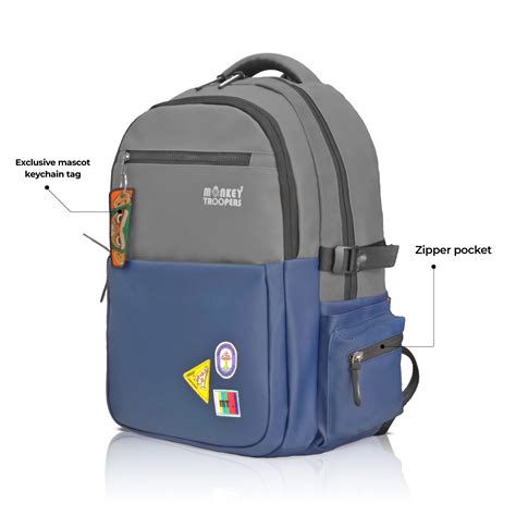 Glitch Laptop Backpack Navy Blue-Grey | Monkey Troopers® Urban Tech Bag