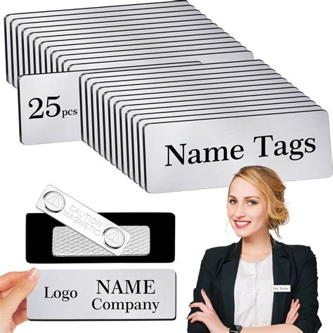 Blank Magnetic Name Tags for Clothes, 25 Pack Plastic Durable ID Name ...