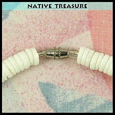Buy Native Treasure - Smooth White Clam Heishe Puka Shell Necklace from ...