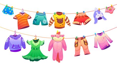 Kids fashion garment on clothes line 14177862 Vector Art at Vecteezy