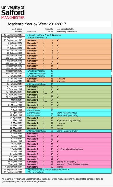 Academic Weekly Calendar - University Of Salford PNG Image ...