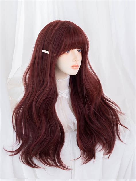 Natural Long Curly Synthetic Wig With Bangs | Hair pieces, Wigs with ...