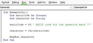 Image result for All Character Code VBA