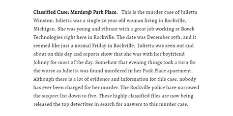 Buy Murder Detective - Murder @ Park Place - Unsolved Murder Mystery ...