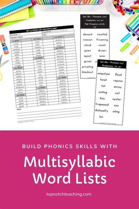 Multisyllabic Word Lists Are A Fantastic Way To Build Phonics Skills ...
