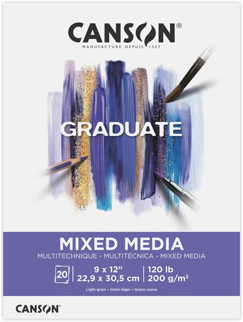 Amazon.com: Canson Graduate Mixed Media Pad, Foldover, 9x12 inch, 20 ...