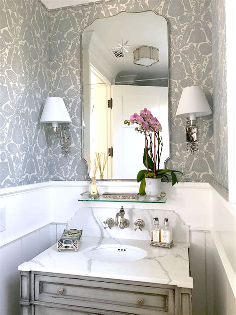 Gorgeous New Gray and White Powder Room | Powder room decor, Small ...