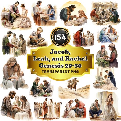 154 Watercolor Cliparts of Jacob, Leah, and Rachel - Genesis 29-30 ...