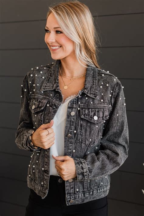 Risk Taker Embellished Jean Jacket- Black – The Pulse Boutique