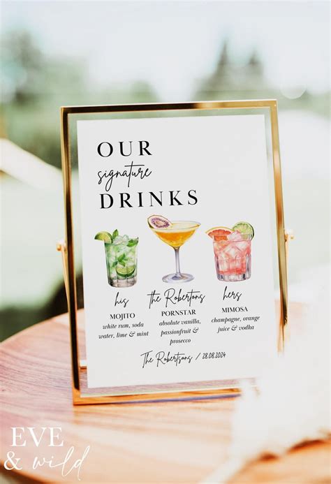 Signature Drinks Sign Template, Signature Cocktail Sign, Printable ...