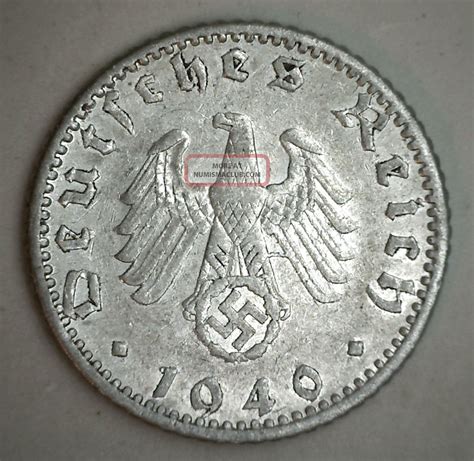 1940 A Aluminum German 5o Reichspfennig Third Reich Nazi Germany Coin Xf