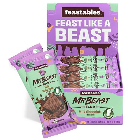 Buy Mr Beast Original Chocolate Bars 24 Count Box - Feastables Bulk ...