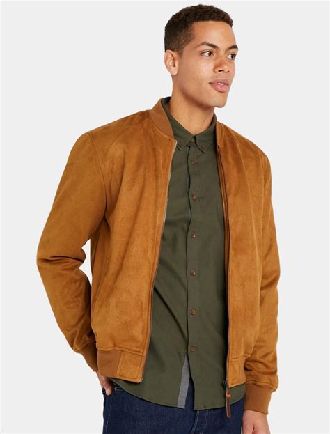 Men's Classic Brown Suede Leather Bomber Jacket