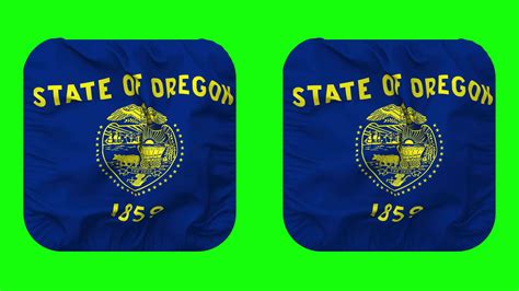 State of Oregon Flag in Squire Shape Isolated with Plain and Bump ...