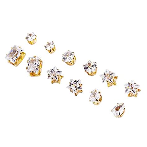 Yellow Chimes Stud Earrings for Women Combo of 6 Pairs Multiple Crystal ...