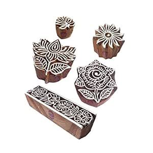 Buy Pattern Lotus and Flower Wood Print Blocks (Set of 5) Online at Low ...