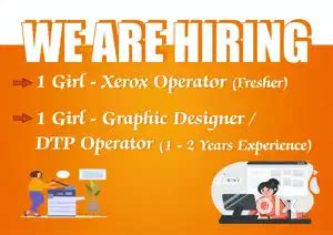 Need Graphic Designer and Xerox Operator in Printing Press Shop ...