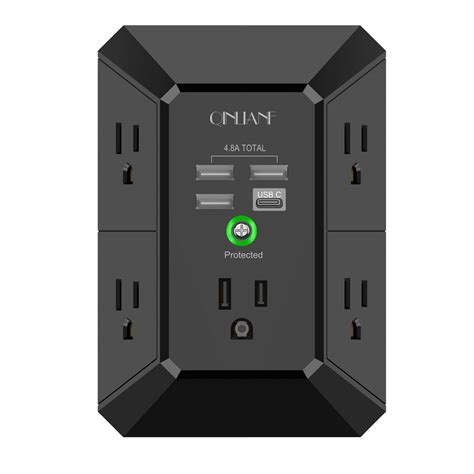 Usb Wall Charger Surge Protector Qinlianf 5 Outlet Extender 4 ...