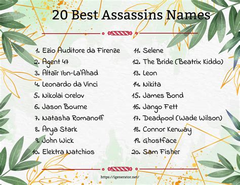 Assassin Name Generator | 475 Assassin Name Ideas