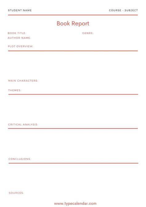 Easy Book Report Template