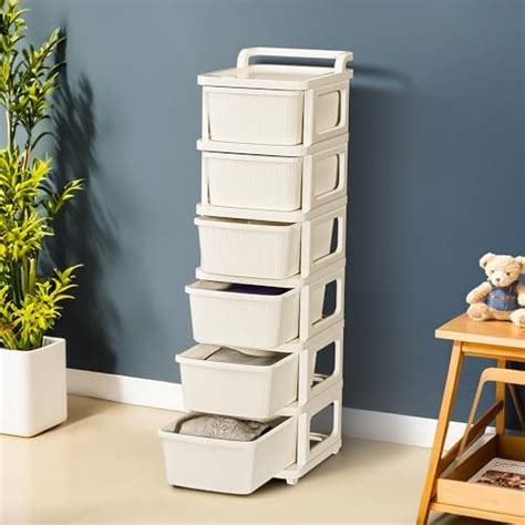 Heart Home 6 Layer Plastic Modular Storage Drawer Organizer with Wheels ...