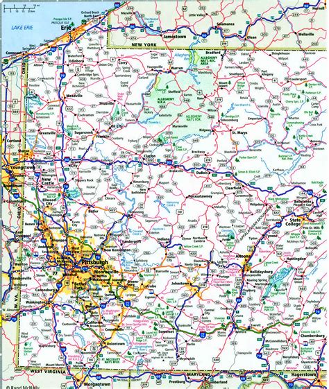 Detailed map of the interstate highways of Pennsylvania I-70, I-76, I ...