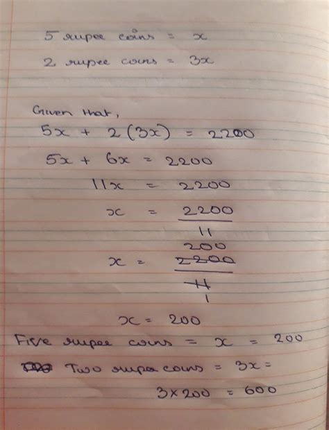 Radha has 3 times as many two-rupee coins as she has five-rupee coins ...