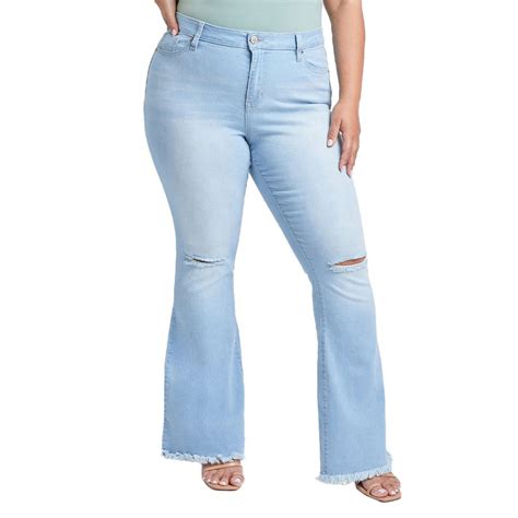 Women's YMI High Rise Distressed Super Flare Jeans - Plus Size | Eagle ...