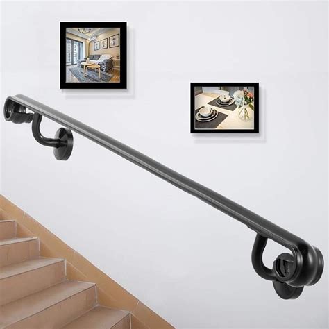 Happybuy Stair Handrail Two Step Stair Rail 2ft Length Modern Handrails ...
