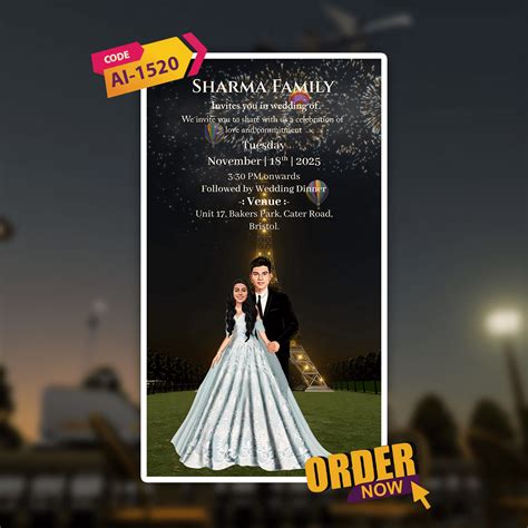3D Digital Save the Date | Eiffel Tower Paris | AI-1520 – Invitoai