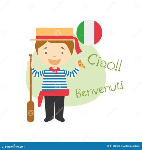 Personaje De Dibujos Animados Que Dice Hola Y La Recepción En Italiano ...