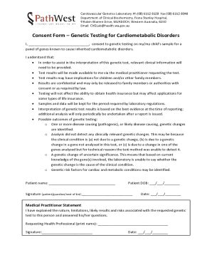 Fillable Online Consent Form Genetic Testing for Cardiometabolic ...