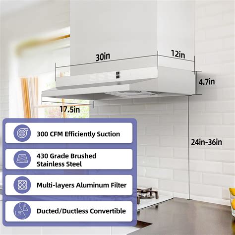 Snapklik.com : FIREGAS 30 Inch Range Hood Under Cabinet, Ducted ...