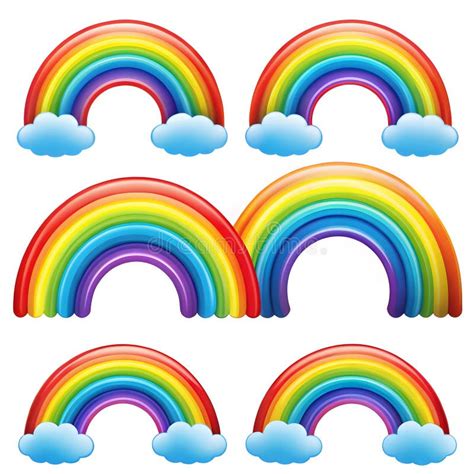 Set of Different Shapes of Rainbows on White Stock Illustration ...