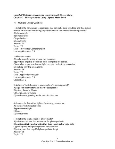 Chapter 7 Practice Quizzes - Campbell Biology: Concepts and Connections ...