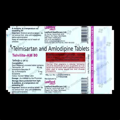 TELVILITE AM 80 TABLET 10'S, Price, Composition & Generic Alternatives ...