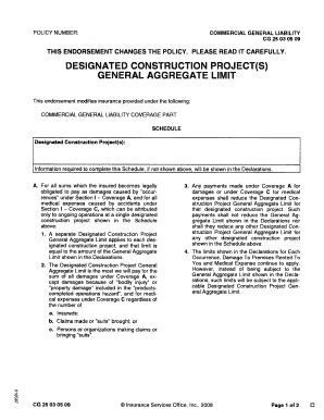 Per Project Aggregate Endorsement - Fill Online, Printable, Fillable ...