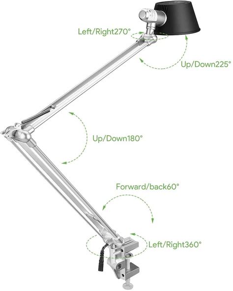 LE Swing Arm LED Desk Lamp, Daylight White Flexible Clamp on Table Lamp ...